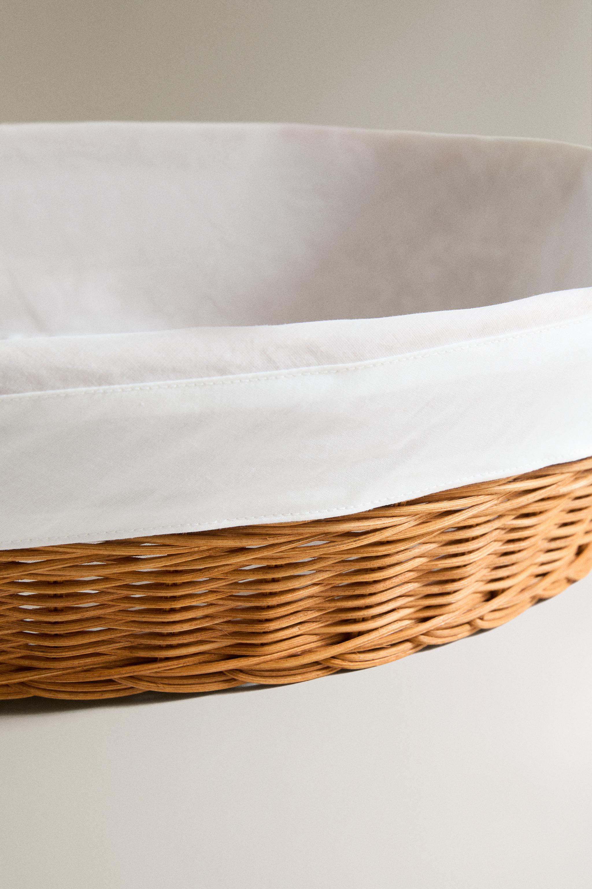 CORBEILLE REPASSAGE ROTIN ET COTON